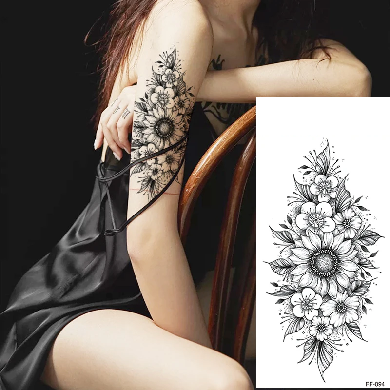 TempTattz Waterproof Tattoos - Flower Rose Moon Butterfly Snake - 205x95mm ⭐⭐⭐⭐⭐