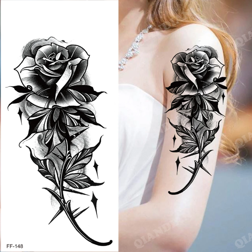 TempTattz Waterproof Tattoos - Flower Rose Moon Butterfly Snake - 205x95mm ⭐⭐⭐⭐⭐