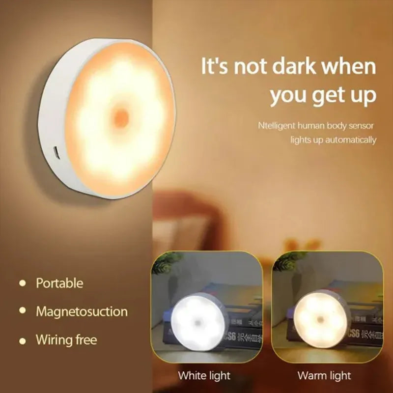 PIR Motion Sensor LED Night Light USB Rechargeable Night Lamp