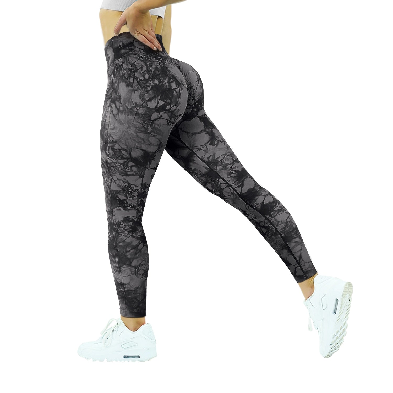 Seamless High Waist Tie Dye Legging Scrunch Butt Sports Gym Yoga Tights Woman