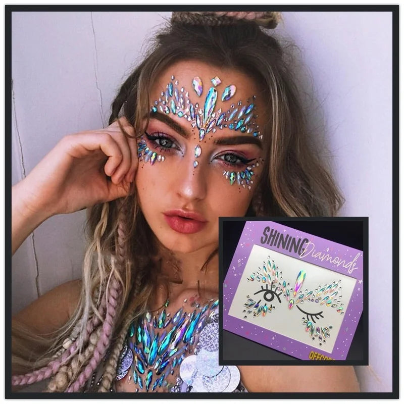 3D Acrylic Glitter Body Facial Jewelry Fake Tattoo Stickers