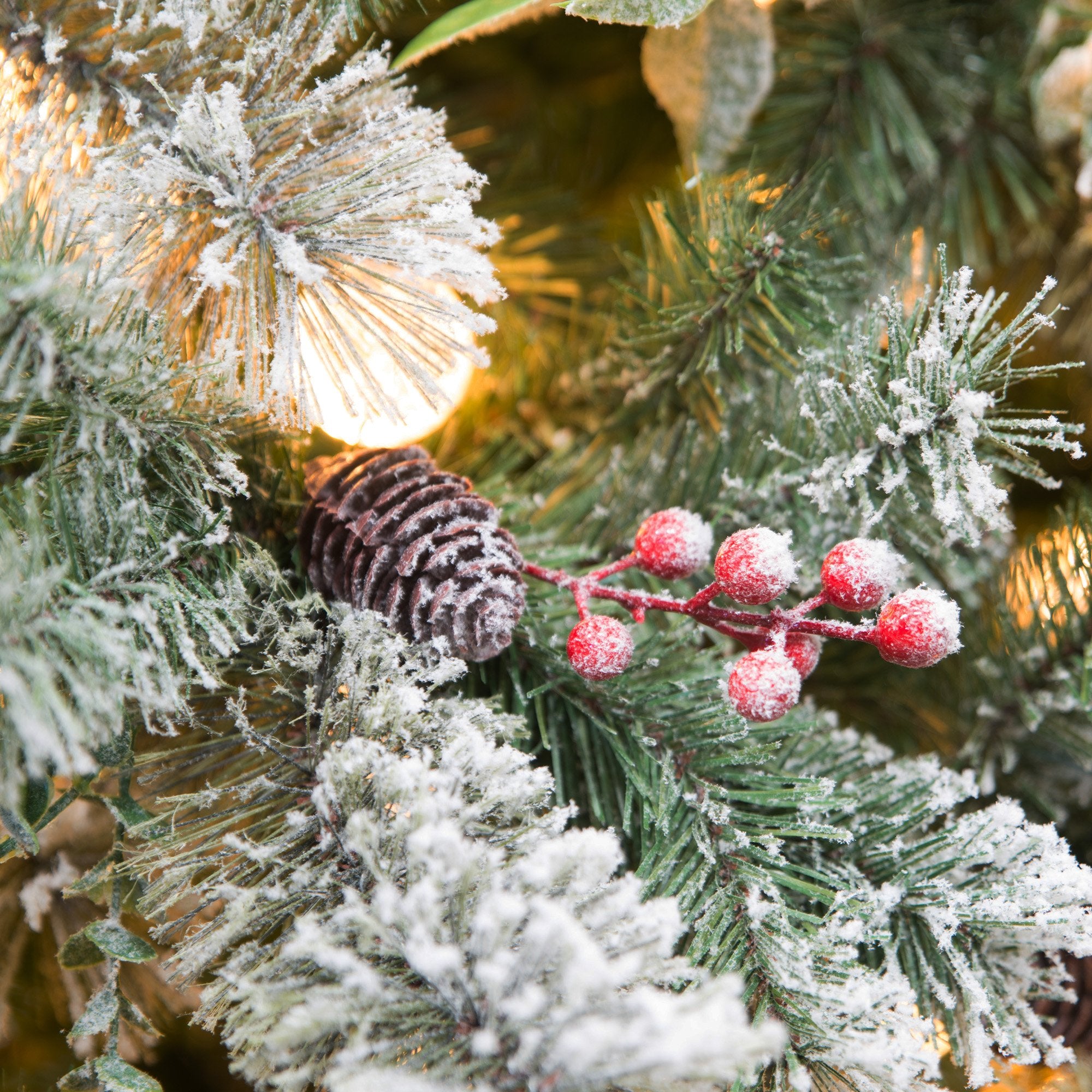Christabelle Snowy Crown Pine 2.7m Multicolour Pre-Lit Christmas Tree with 2429 Tips
