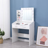 Diana Vanity Set with Shelves Cushioned Stool and Lighted Mirror- White