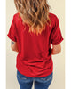 Red Sequined Christmas Tree Graphic Crewneck T Shirt - M