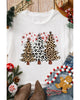 White Leopard Christmas Tree Graphic Crewneck Tee - M