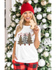 White Leopard Christmas Tree Graphic Crewneck Tee - XL