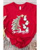 Red Christmas Tree Snowman Printed Crewneck T Shirt - M
