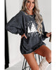Gray Christmas Tree Flake Graphic Corded Sweatshirt - M