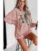 Pink MERRY and BRIGHT Christmas Tree Print Ribbed Sweatshirt - M