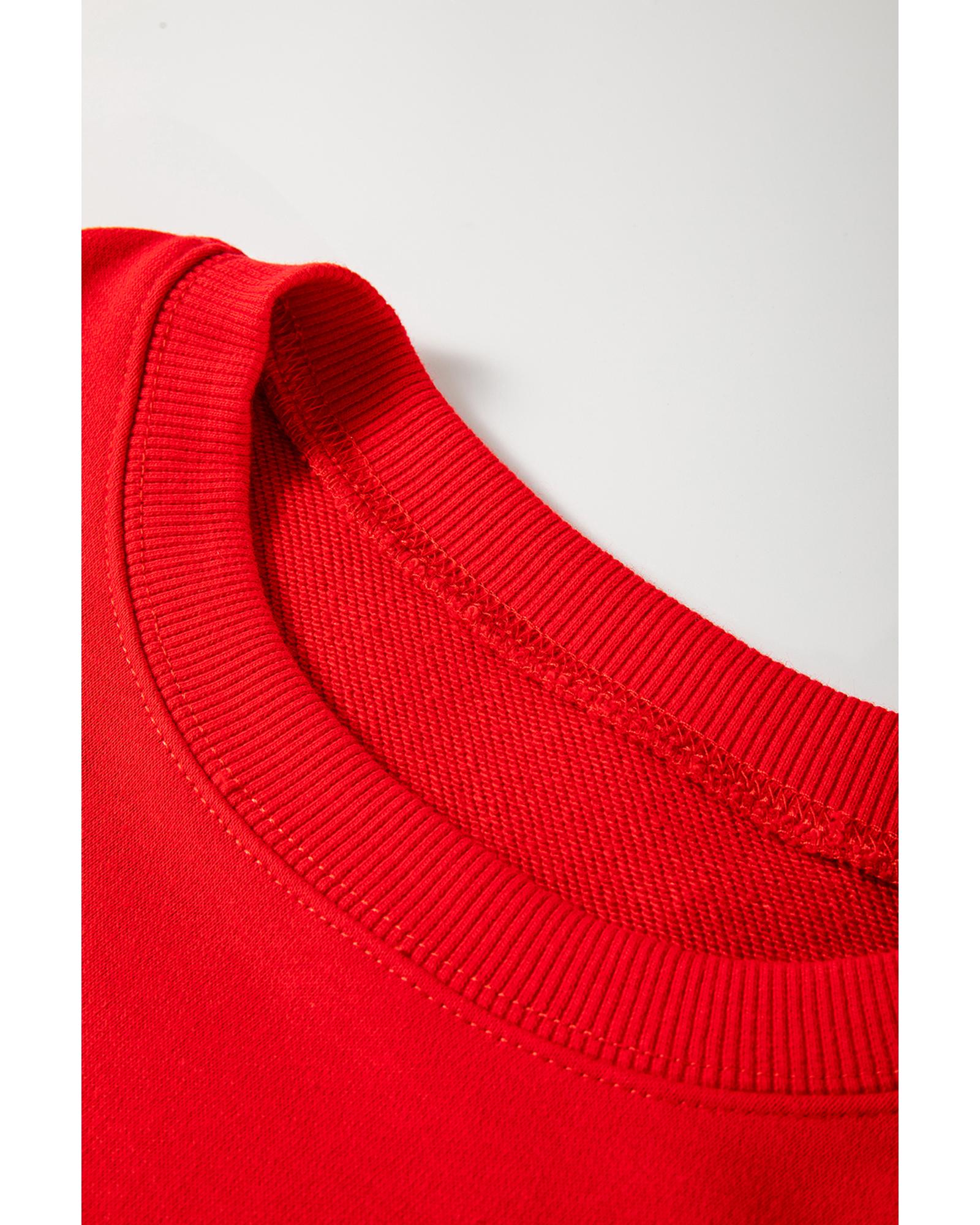 Red Sequin Christmas Tree Graphic Drop Shoulder Sweatshirt - XL
