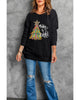Black Merry & Bright Christmas Tree Graphic Sweatshirt - M