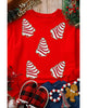 Red Playful Christmas Tree Patched Dropped Shoulder Sweatshirt - L