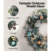 Jingle Jollys 2.7m Christmas Garland with Wreath Set LED Lights Snowy Xmas Decor