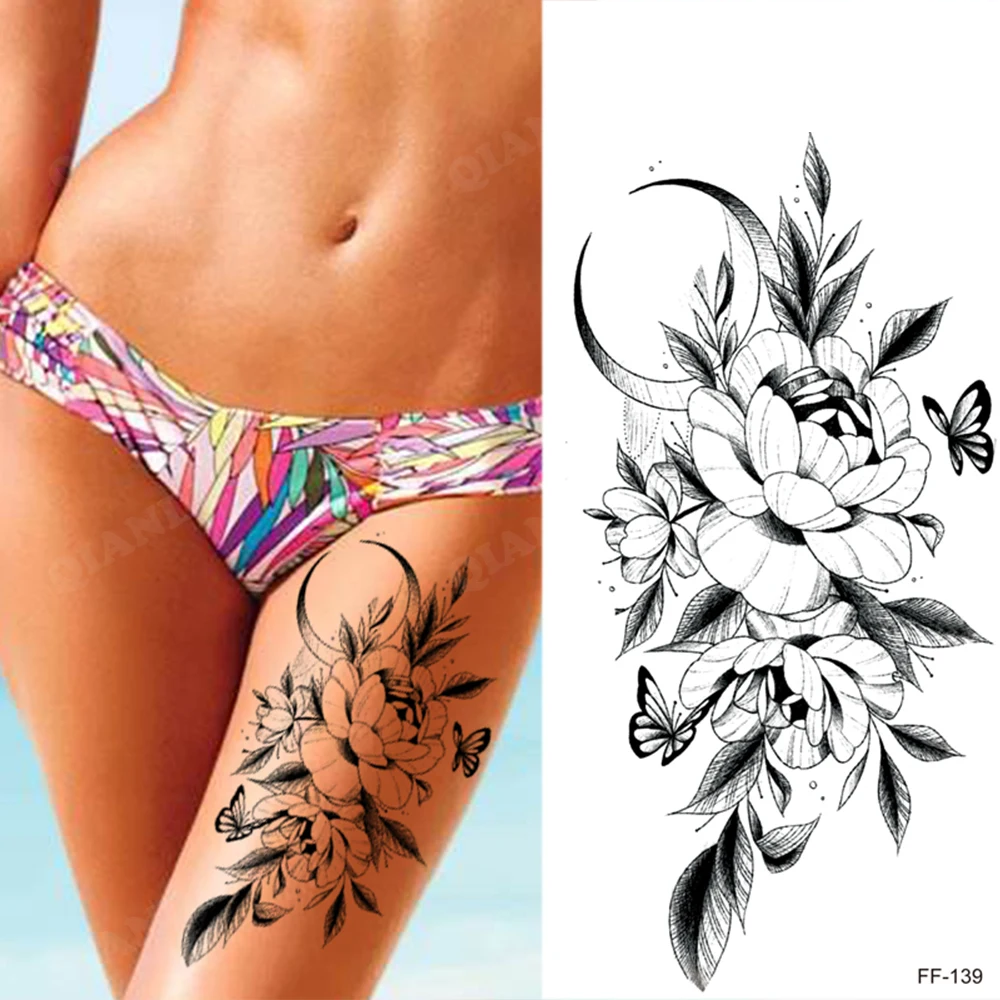 TempTattz Waterproof Tattoos - Flower Rose Moon Butterfly Snake - 205x95mm ⭐⭐⭐⭐⭐