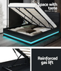 LED Bed  - Gas lift Storage Newyork bed - Black White or Grey