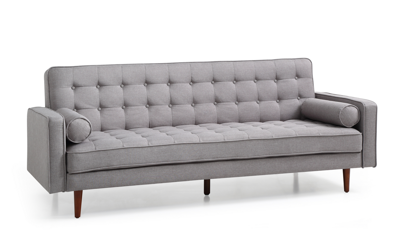 Sofa Bed 3 Seater Button Tufted Lounge Set for Living Room Couch in Fabric Grey Colour