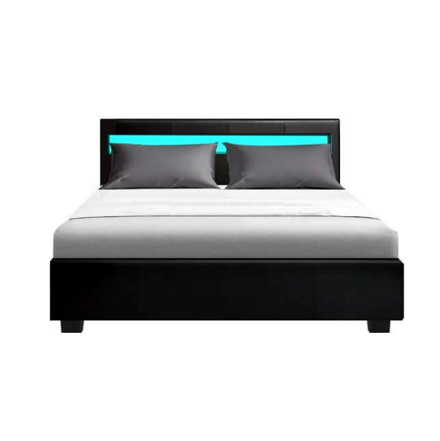 LED Bed - Gas lift Storage Brooklyn Bed - Black White or Grey