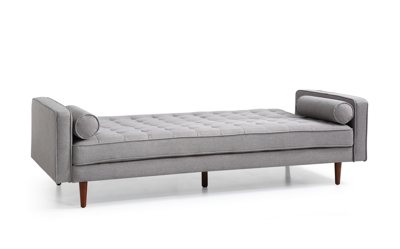 Sofa Bed 3 Seater Button Tufted Lounge Set for Living Room Couch in Fabric Grey Colour