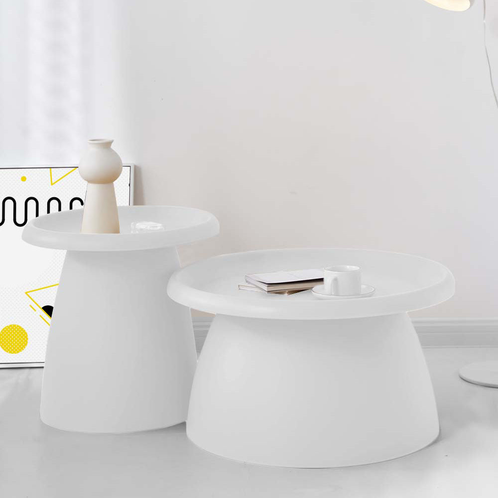 ArtissIn Coffee Table Mushroom Nordic Round Large Side Table 70CM White