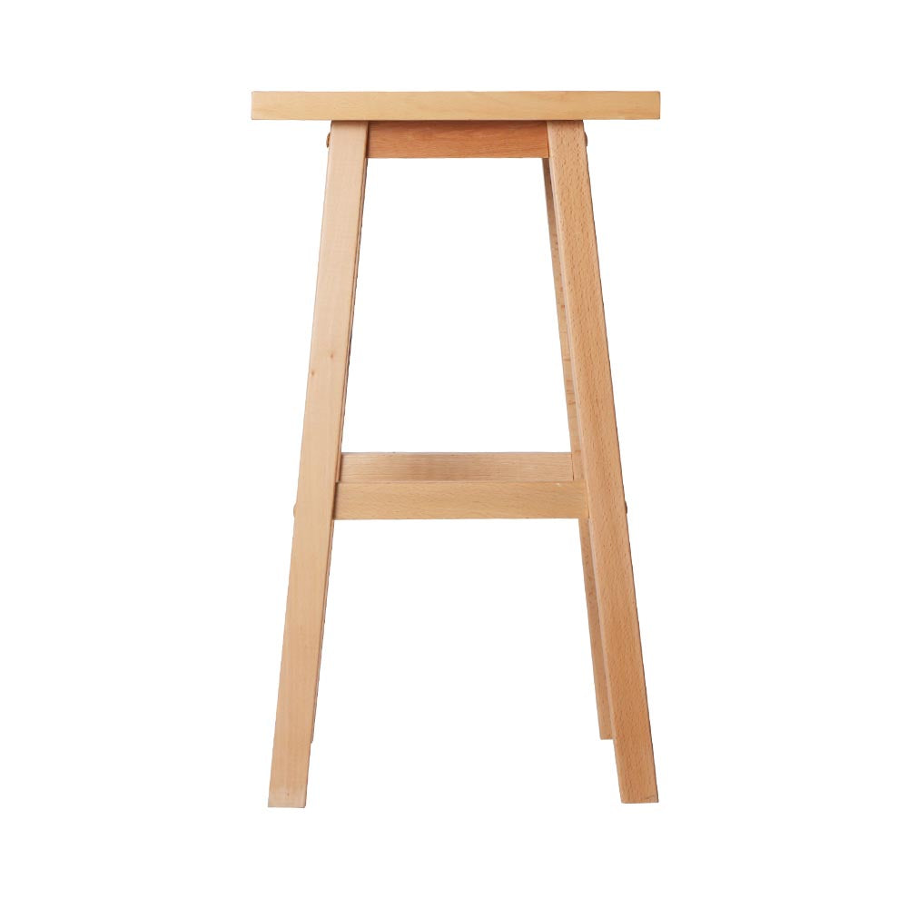 Set of 2 Beech Wood Bar Stools - Natural