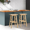 Set of 2 Beech Wood Bar Stools - Natural