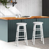 Set of 2 Beech Wood Backless Bar Stools - White