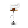 Set of 2 Wooden PU Leather Bar Stool - White and Chrome