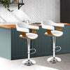 Set of 2 Wooden PU Leather Bar Stool - White and Chrome