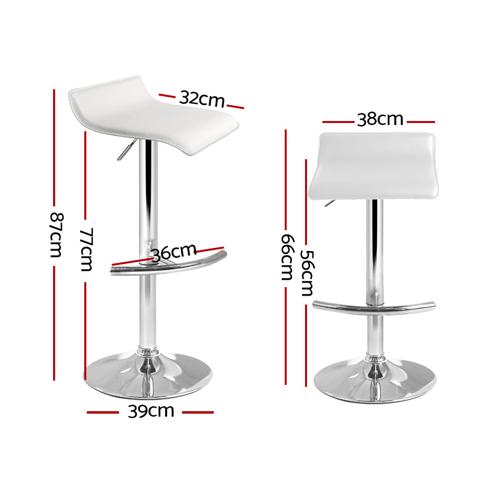 Set of 2 PU Leather Wave Style Bar Stools - White