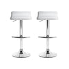 Set of 2 PU Leather Wave Style Bar Stools - White