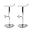 Set of 2 PU Leather Wave Style Bar Stools - White