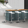 Set of 4 PU Leather Wave Style Bar Stools - White