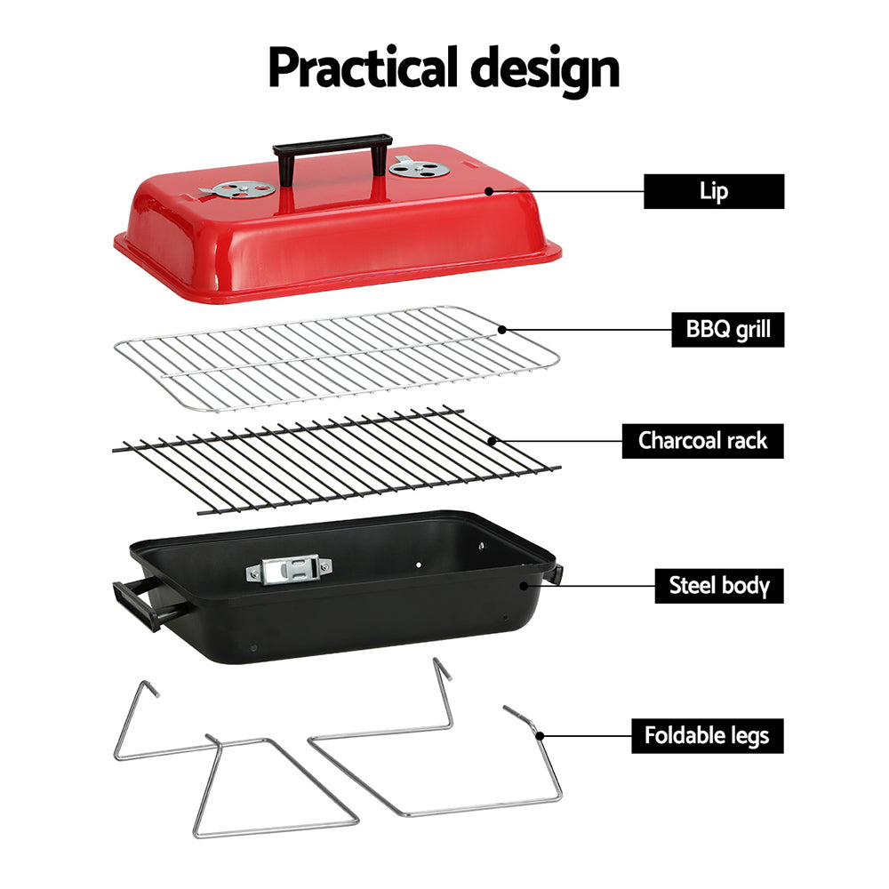 Grillz Charcoal BBQ Portable Grill Camping Barbecue Outdoor Cooking Smoker