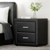 PVC Leather Bedside Table - Black