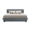 Artiss Issa Bed Frame Fabric Gas Lift Storage - Grey King