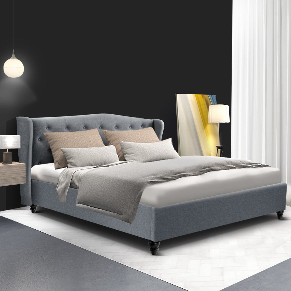 Artiss Pier Bed Frame Fabric - Grey Queen