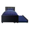 Artiss Trundle Bed Frame King Single Size Black Leather