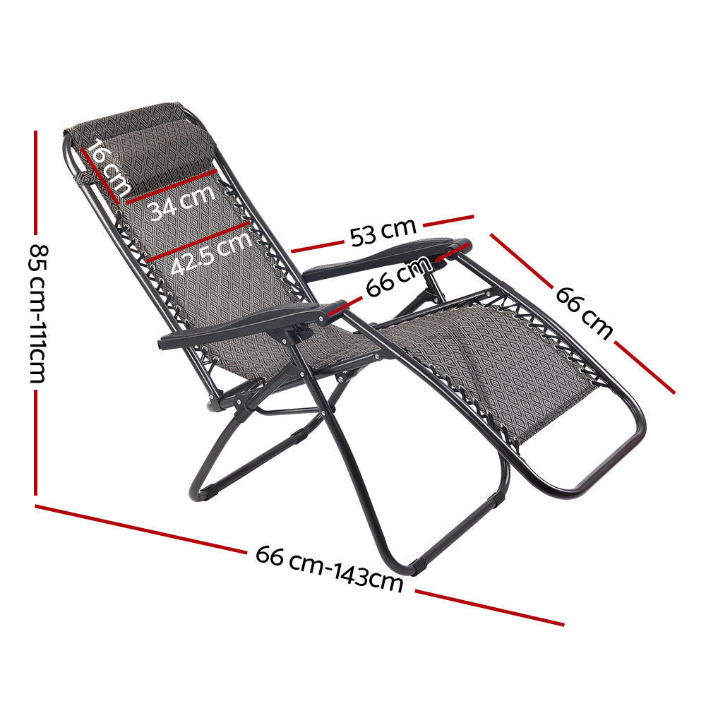 Zero Gravity Recliner Chairs Outdoor Sun Lounge Beach Chair Camping - Beige