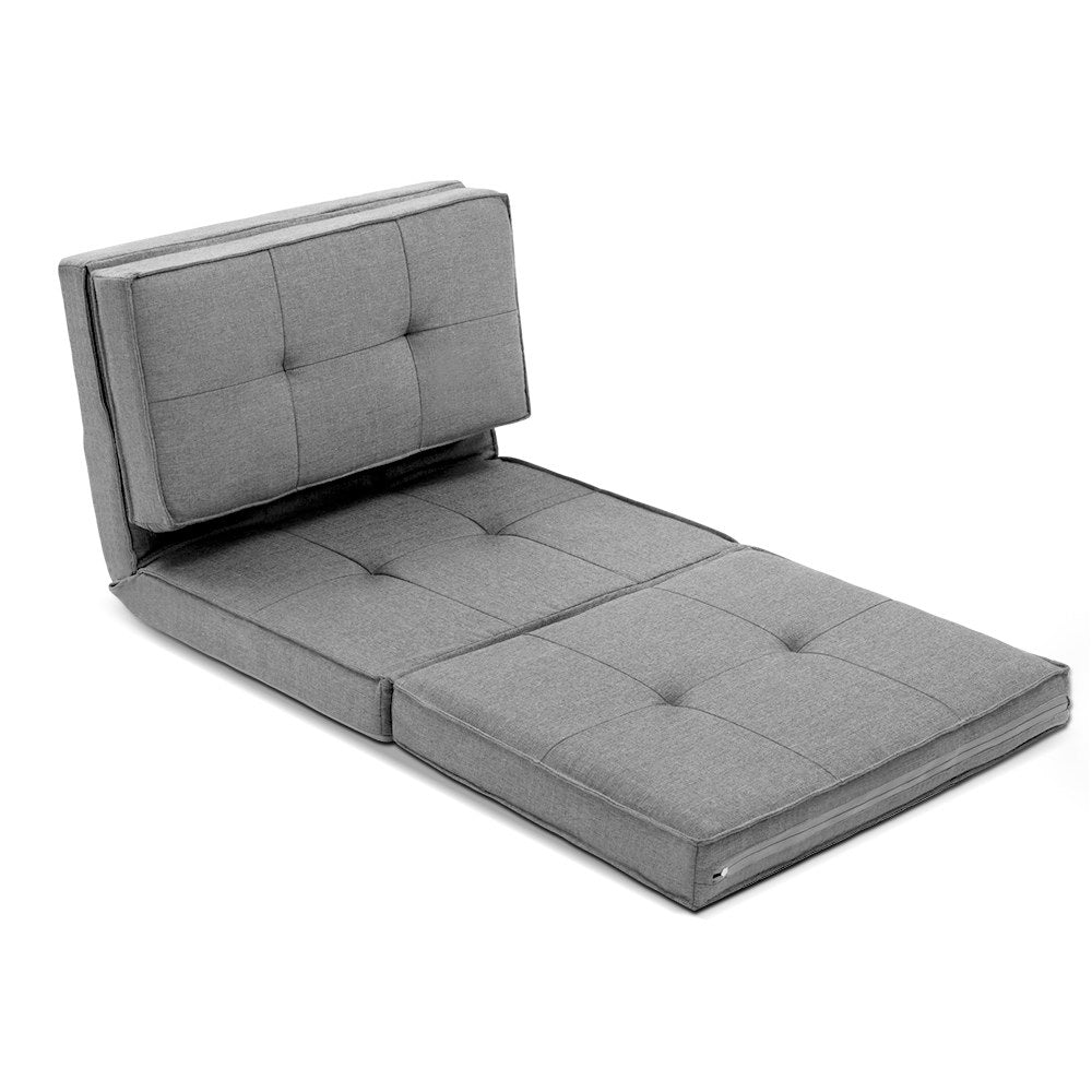 Artiss Lounge Sofa Bed Floor Couch Chaise Chair Recliner Futon Folding Grey