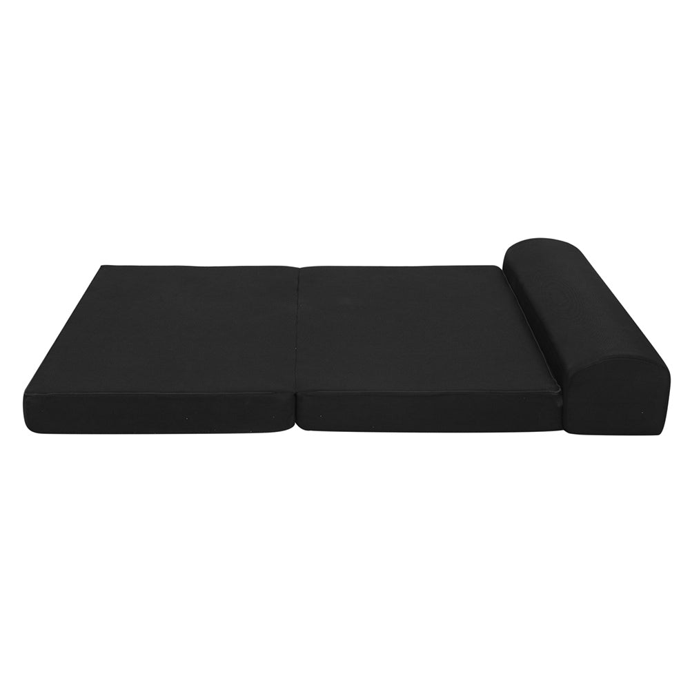 Folding Foam Mattress Portable Double Sofa Bed Mat Air Mesh Fabric Black