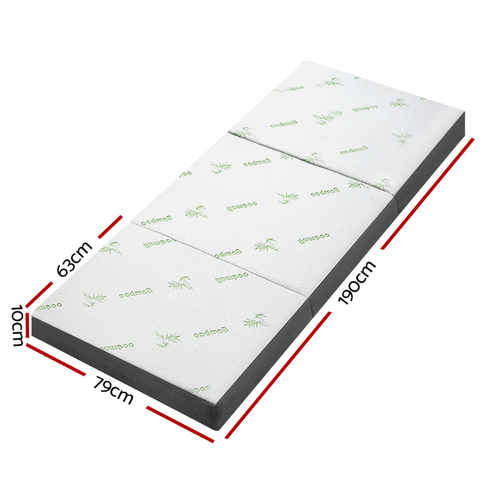 Portable Folding Mattress - Foldalbe Foam Bed Bamboo Fabric 190 x 79cm