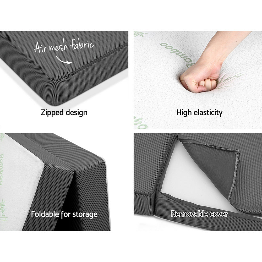 Portable Folding Mattress - Foldalbe Foam Bed Bamboo Fabric 190 x 79cm