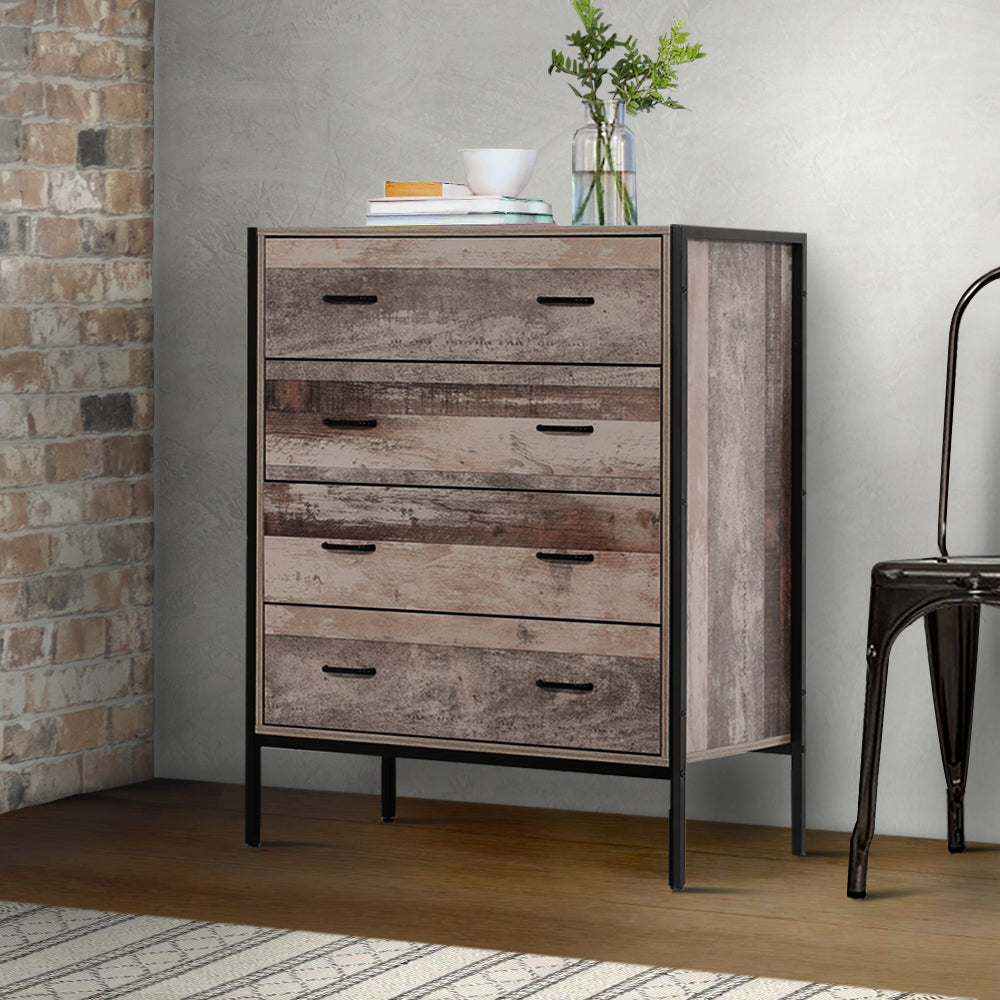 Chest of Drawers Tallboy Dresser Storage Cabinet Industrial Rustic