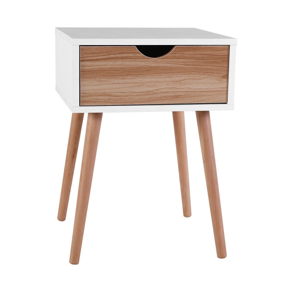 Bedside Tables Drawers Side Table Storage Cabinet Nightstand Solid Wood Legs Bedroom White