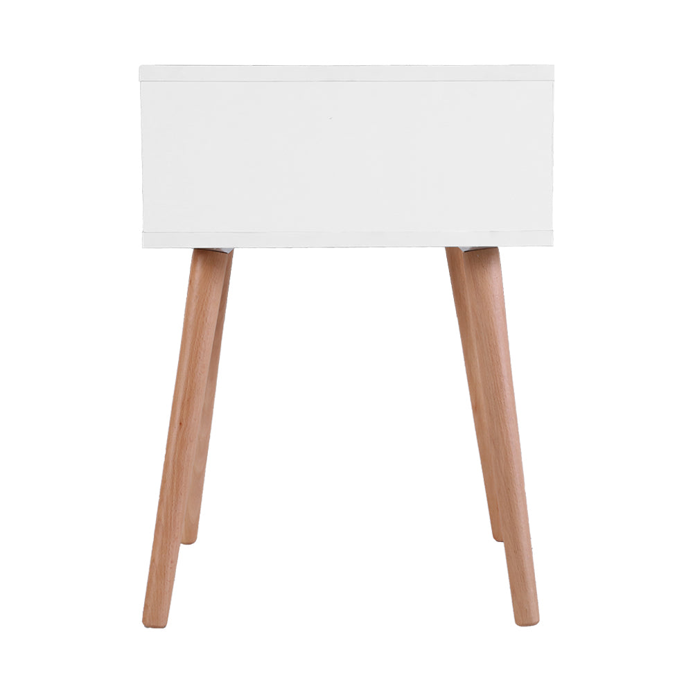 Bedside Tables Drawers Side Table Storage Cabinet Nightstand Solid Wood Legs Bedroom White