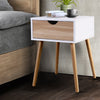 Bedside Tables Drawers Side Table Storage Cabinet Nightstand Solid Wood Legs Bedroom White