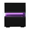 Bedside Table 2 Drawers RGB LED Side Nightstand High Gloss Cabinet Black