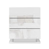 Bedside Tables Side Table RGB LED Lamp 3 Drawers Nightstand Gloss White