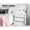 Bedside Tables Side Table 3 Drawers RGB LED High Gloss Nightstand White