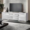 TV Cabinet Entertainment Unit Stand RGB LED Gloss 3 Doors 180cm White